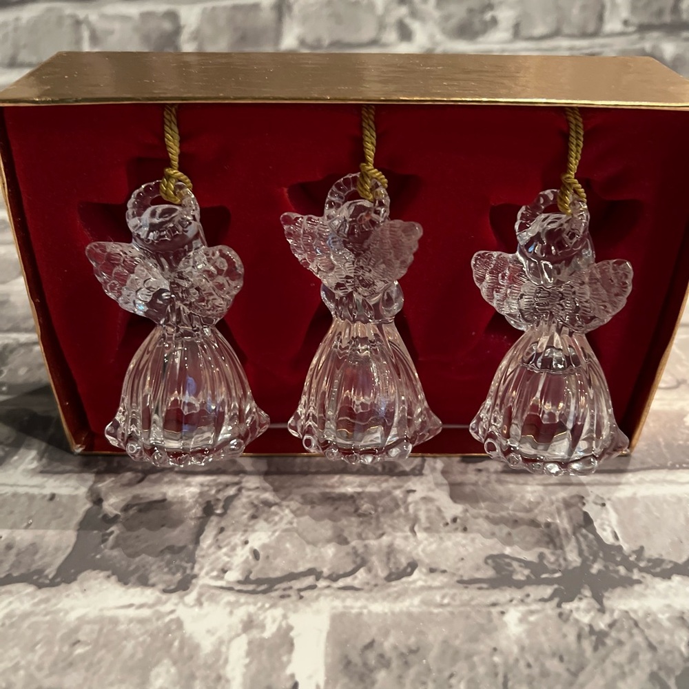 Gotham Lead Crystal Angel Christmas Ornaments Germany Set of 3